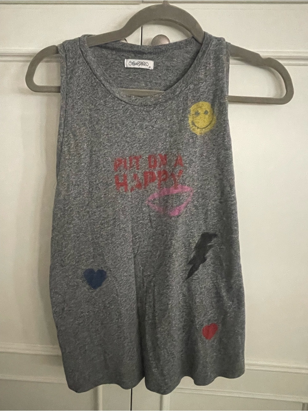 Lauren Moshi tank M grey put on a happy face